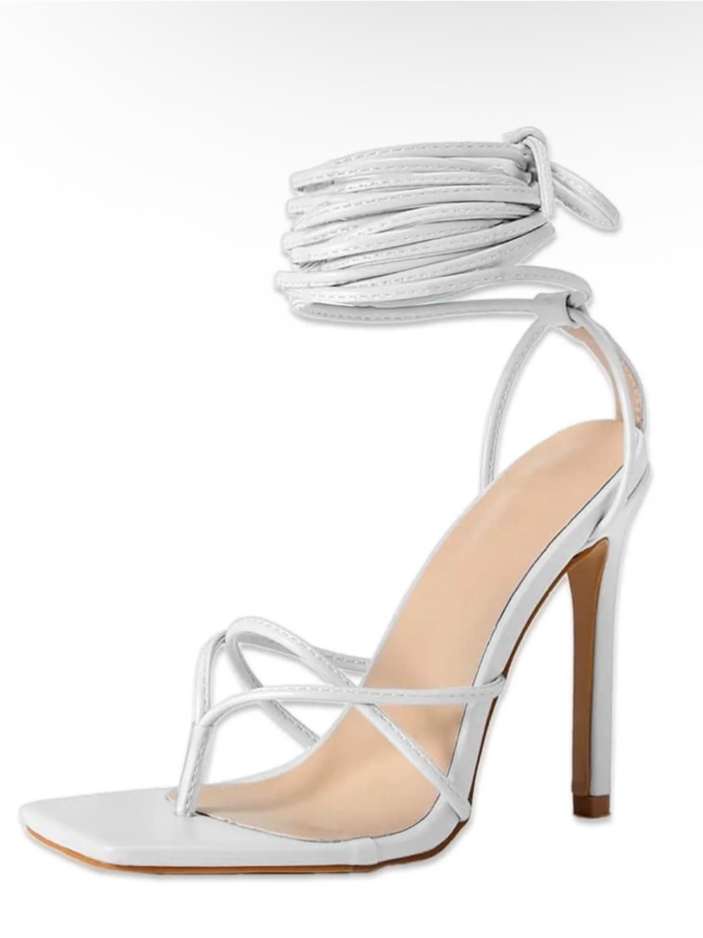 13S New In Box White Lace-Up Stiletto Sandal - Women